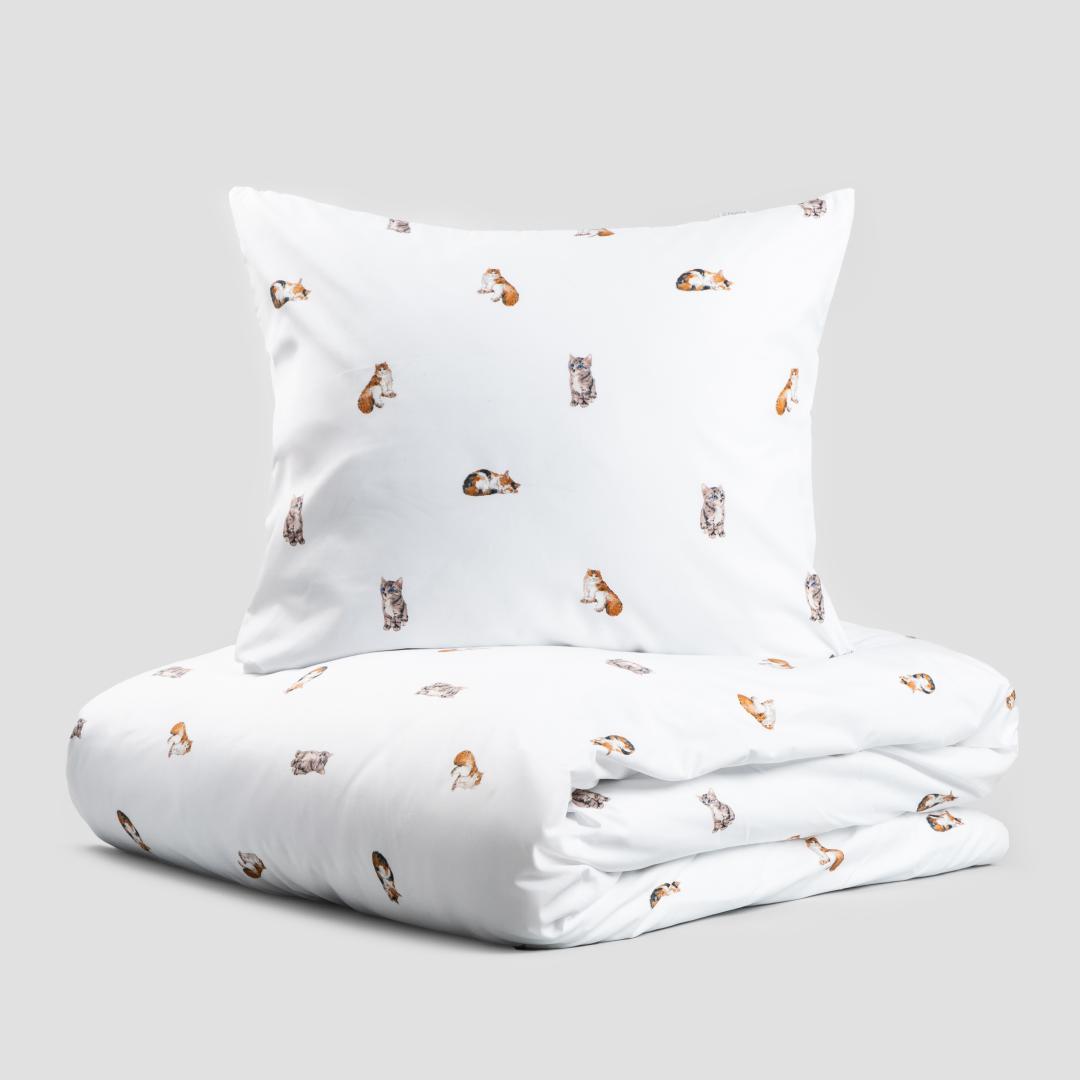 GATTINO Cat Motif Microfibre Bedding Set 160x200 cm