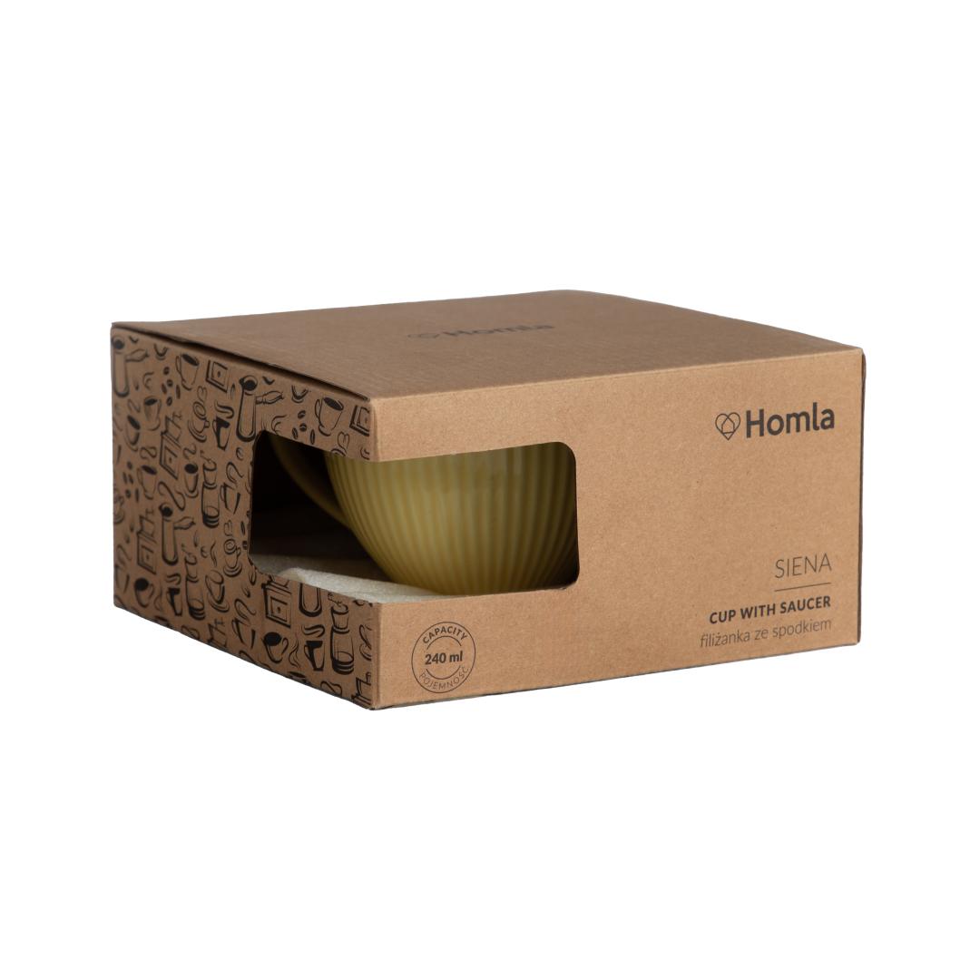 Siena Yellow Ceramic Cup with Saucer 240ml