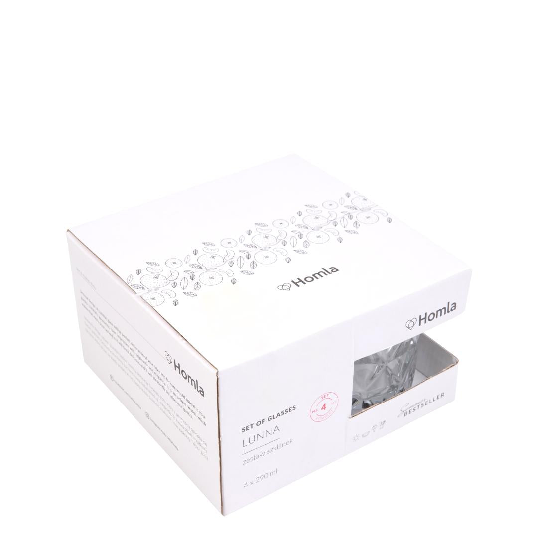 LUNNA Transparent Glass Set of 4 Pieces - 0.29L Each