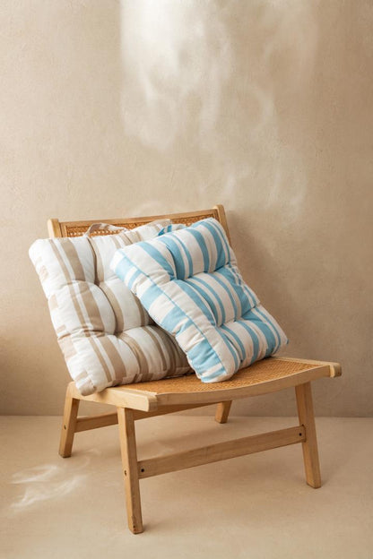 Poduszka EVELYN Blue Striped Quilted Decorative Pillow 50x50cm