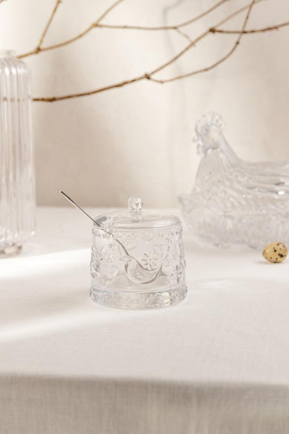 Creston Glass Sugar Bowl with Bird Motif 0.26L