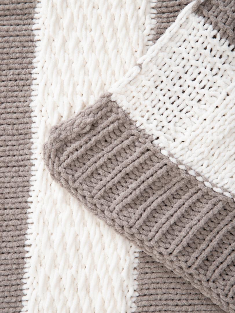 RUDENS Ecru Striped Blanket 130x170cm
