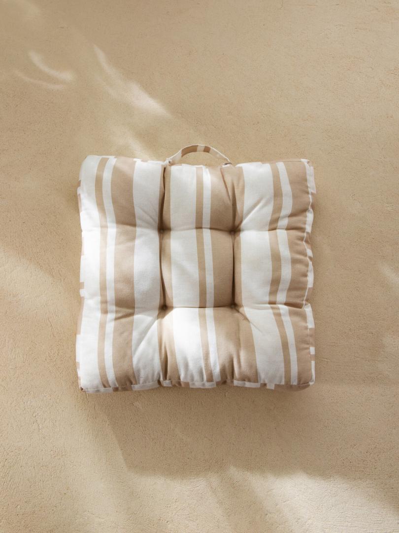 Poduszka EVELYN Beige Striped Quilted Pillow with Handle 50x32x32cm