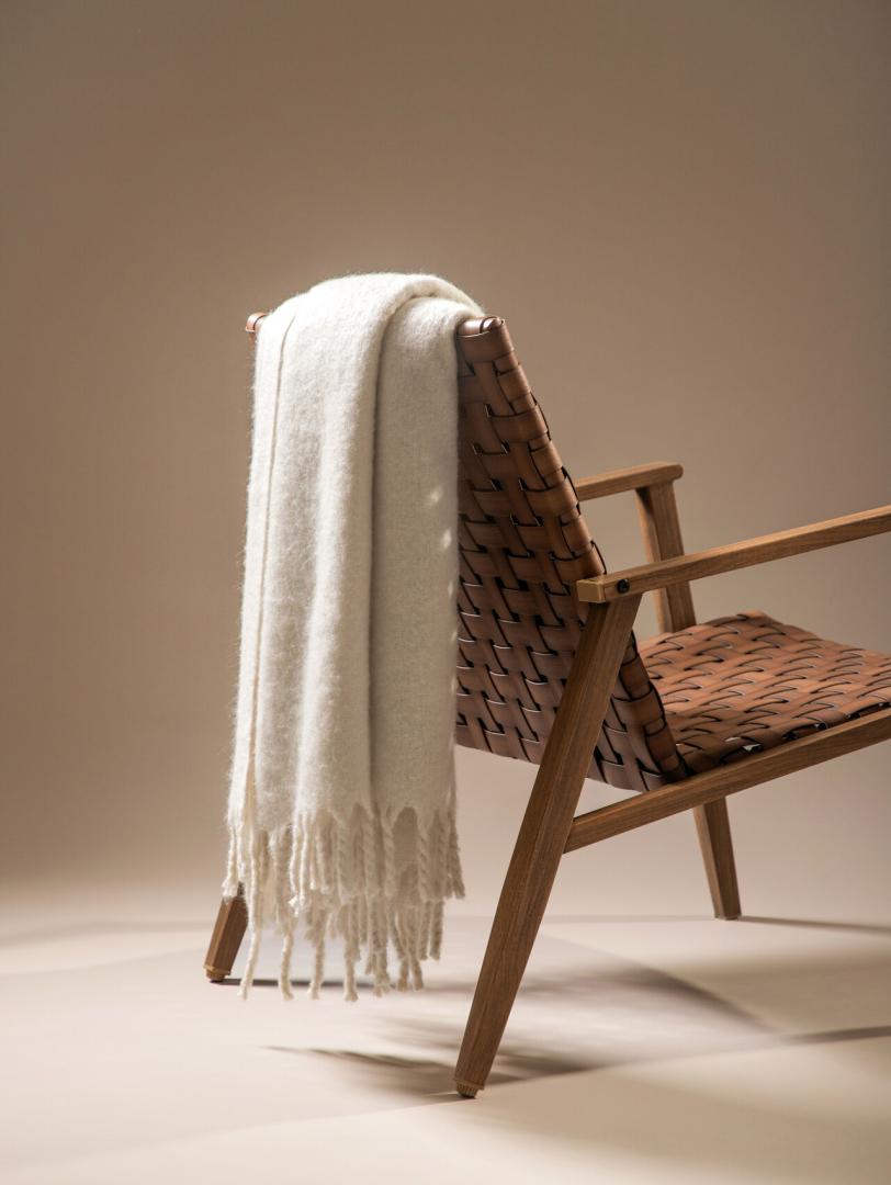 TAIN Ecru Wool Blend Blanket 150x200 cm