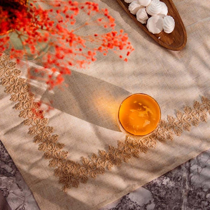 Lintilo Tablecloth with Jute Application 130x180 cm Beige