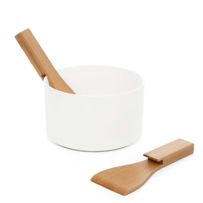 B2 FINCAN Salad Bowl with Bamboo Spoons - 19x11x18 cm