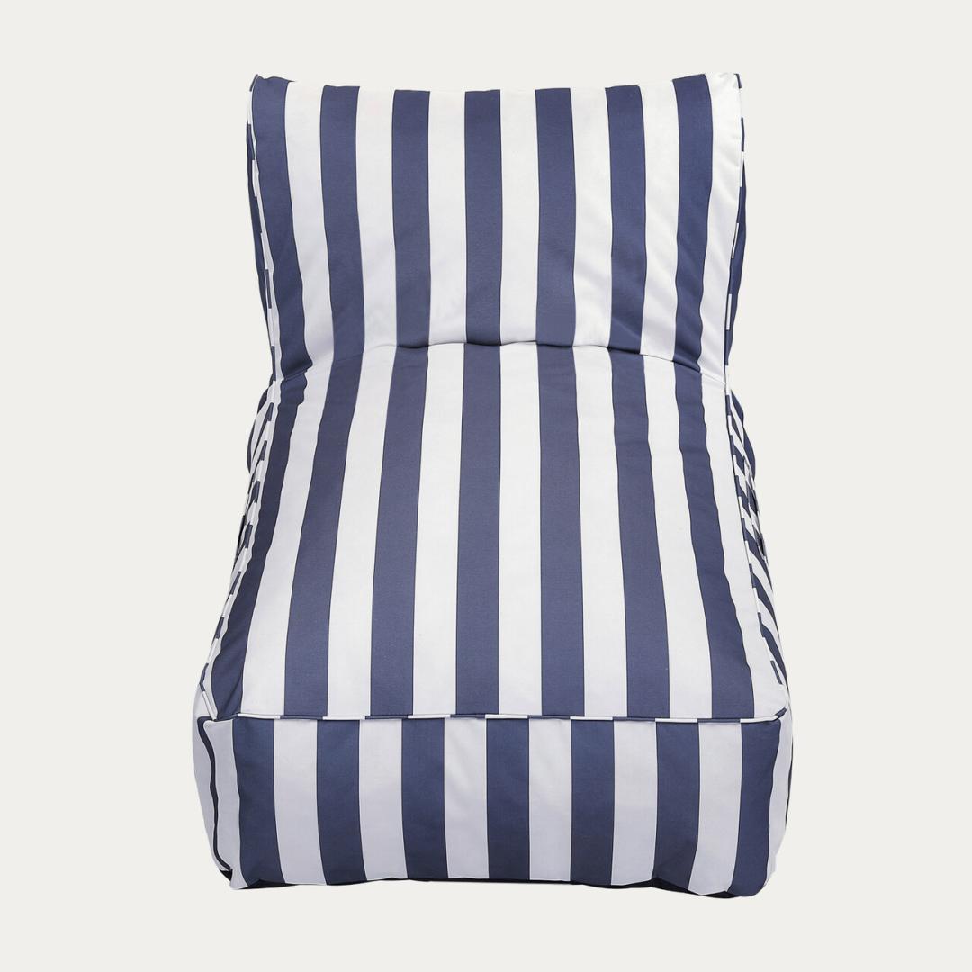 MARIS Lounger in White and Blue Stripes 150x70x65 cm