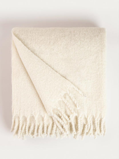 TAIN Ecru Wool Blend Blanket 150x200 cm
