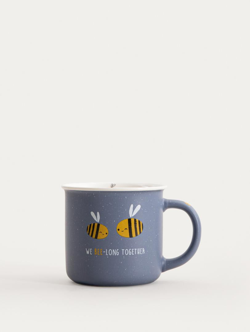 ANNBEE Navy Blue Ceramic Mug with Bee Pattern 350ml