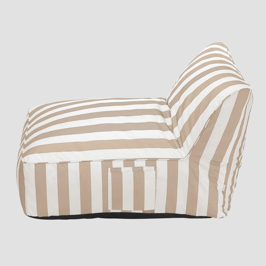 Maris Lounger Couch in White and Beige Stripes