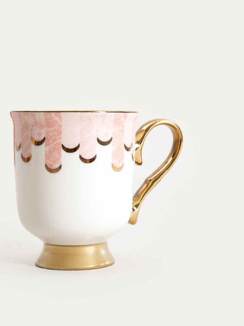 RUMA Ceramic Mug with Golden Handle 0.2L Porcelain