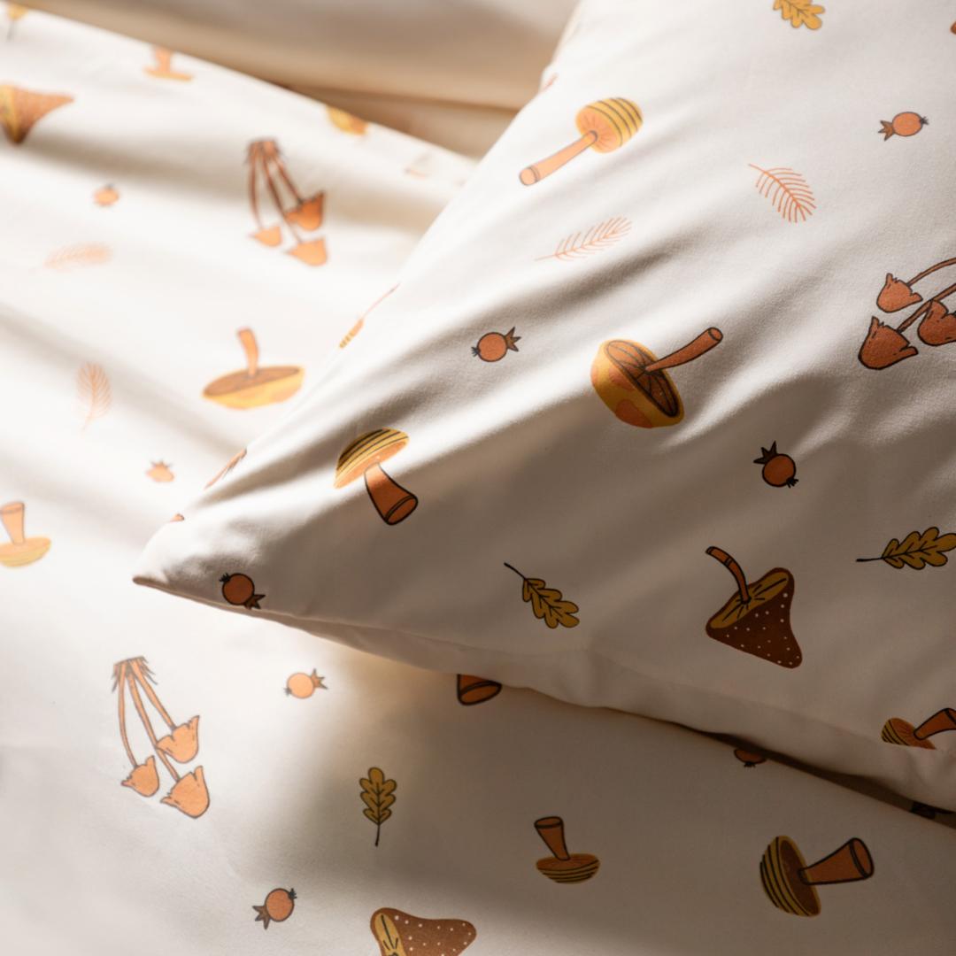 Bed linen set SHROOM Microfiber Bedding Set with Mushroom Pattern 220x200cm