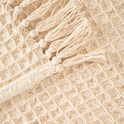 VAFFEL Fringed Natural Cotton Blanket 130x170 cm