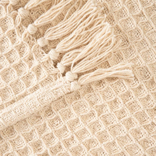 VAFFEL Fringed Natural Cotton Blanket 130x170 cm