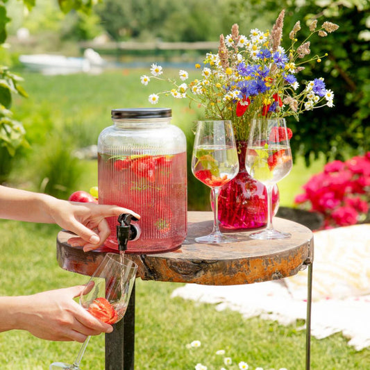 VELMO Striped Tap Jar with Black Lid - 4L