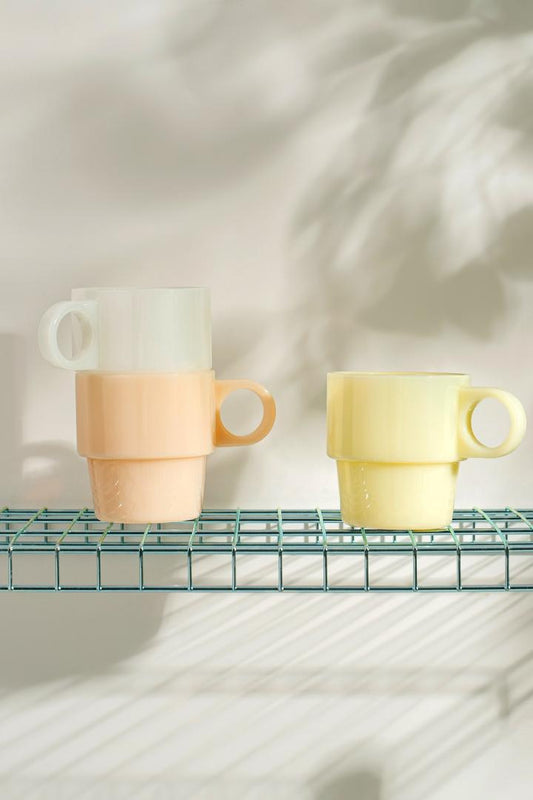 Pallora Glass Mug with Milk Glass Handle Beige 0.25L