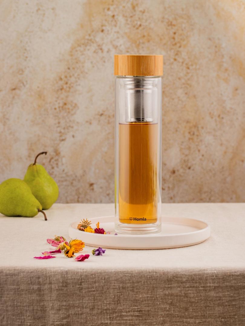 B2 CEYLON Bottle with Infuser 500ml - Glass & Bamboo