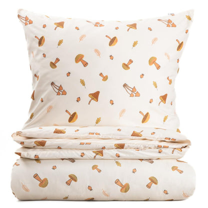 Bed linen set SHROOM Microfiber Bed Linen Set with Mushroom Design 160x200cm + 2x70x80cm