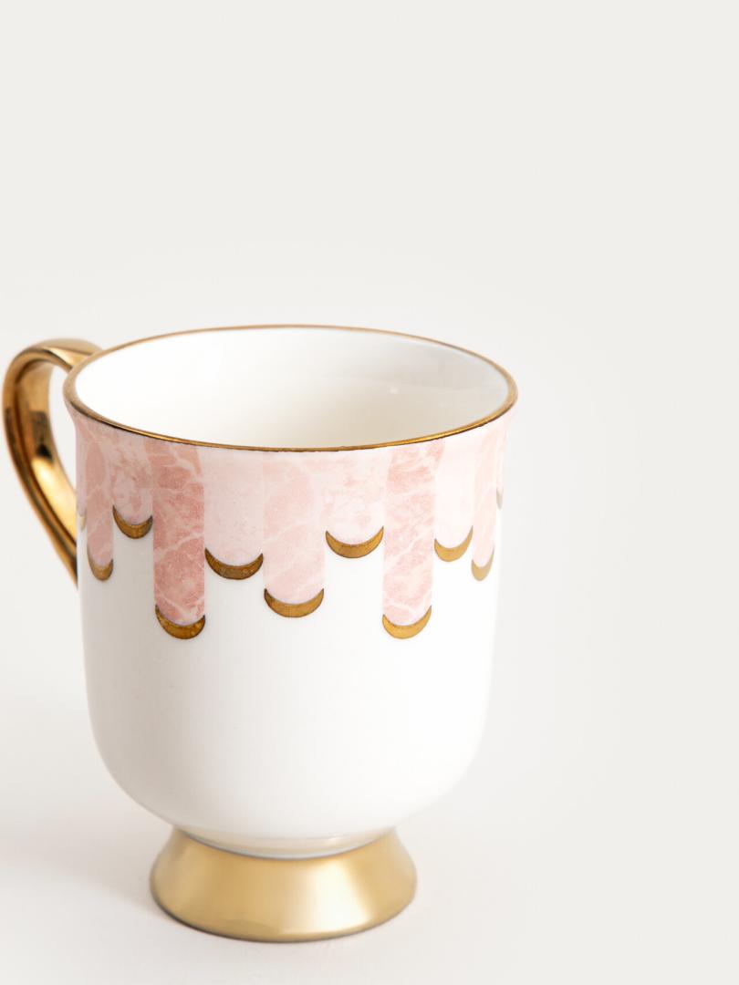 RUMA Ceramic Mug with Golden Handle 0.2L Porcelain