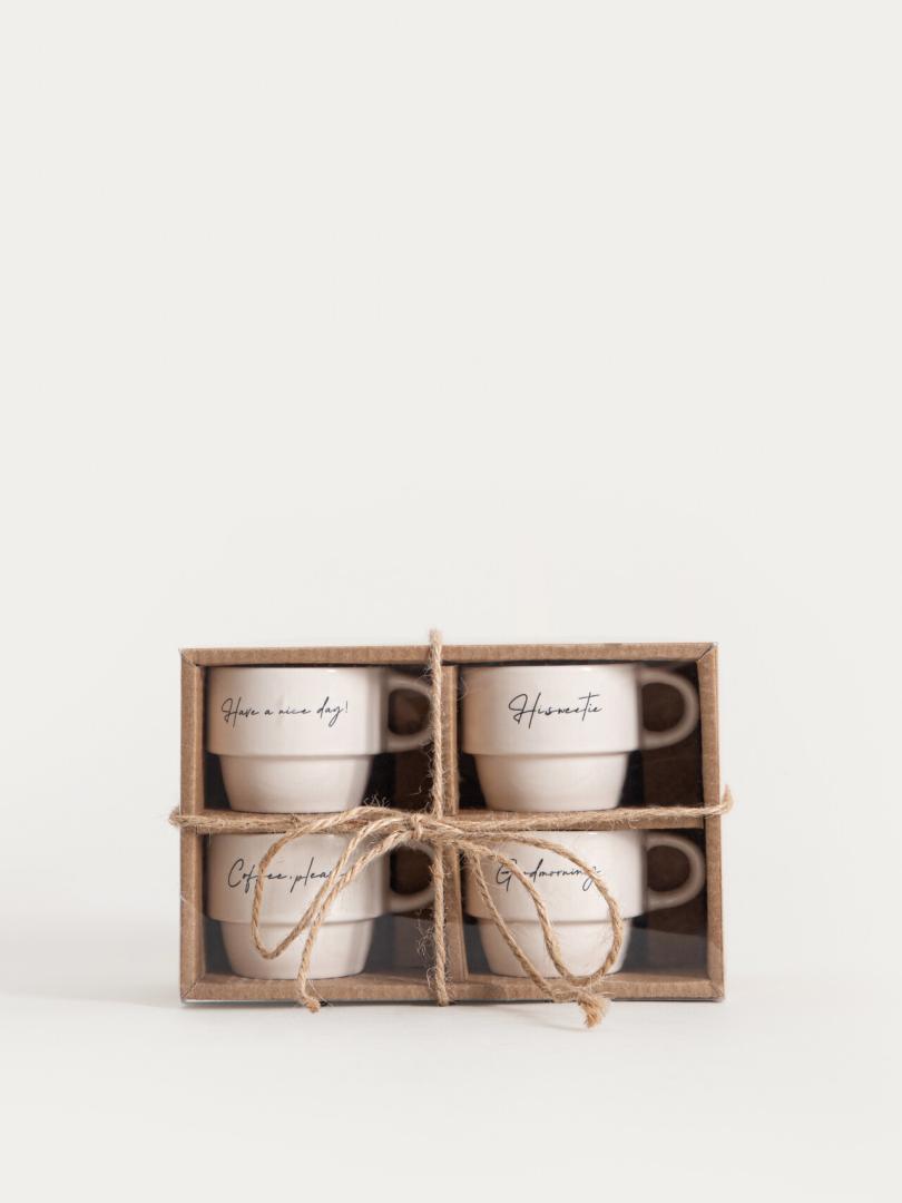 Mug set VITI Ceramic Mug Set of 4 with Inscriptions