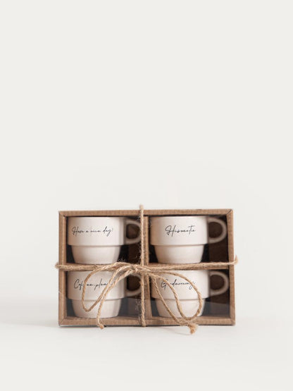 Mug set VITI Ceramic Mug Set of 4 with Inscriptions
