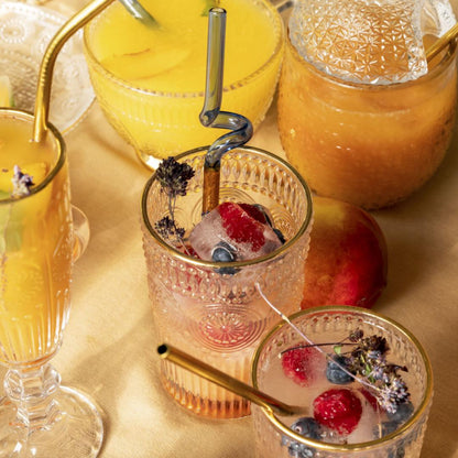 BARREL Tall Glass with Gold Rim 0.35L