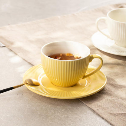 Siena Yellow Ceramic Cup with Saucer 240ml