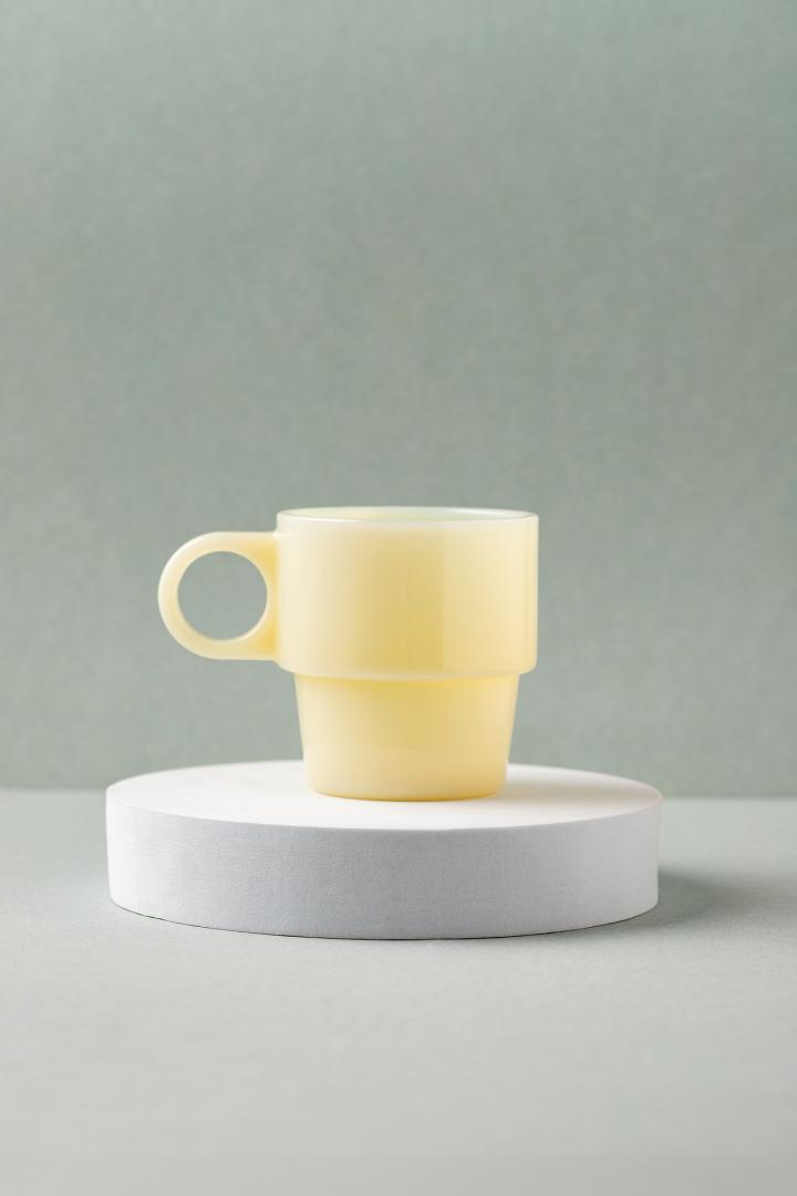 Pallora Yellow Glass Mug with Milk Glass Handle 0.25L