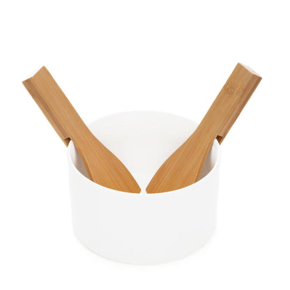 B2 FINCAN Salad Bowl with Bamboo Spoons - 19x11x18 cm