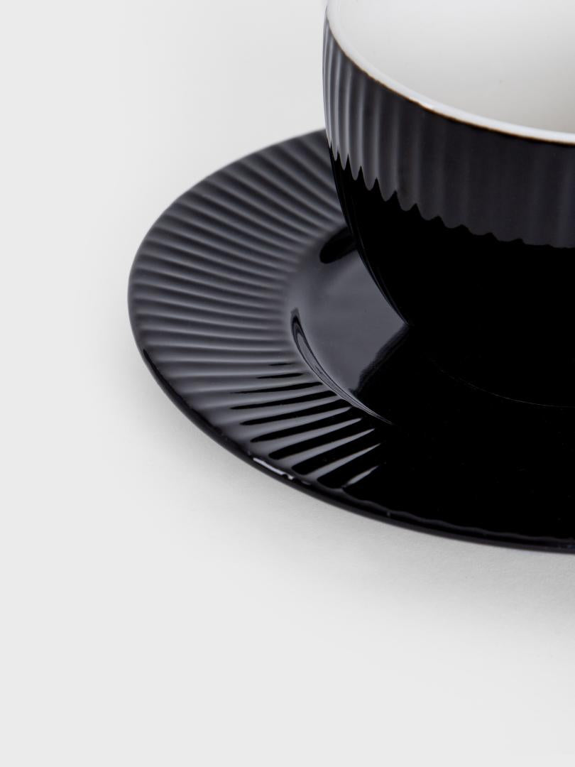 Siena Black Ceramic Cup with Saucer 240ml