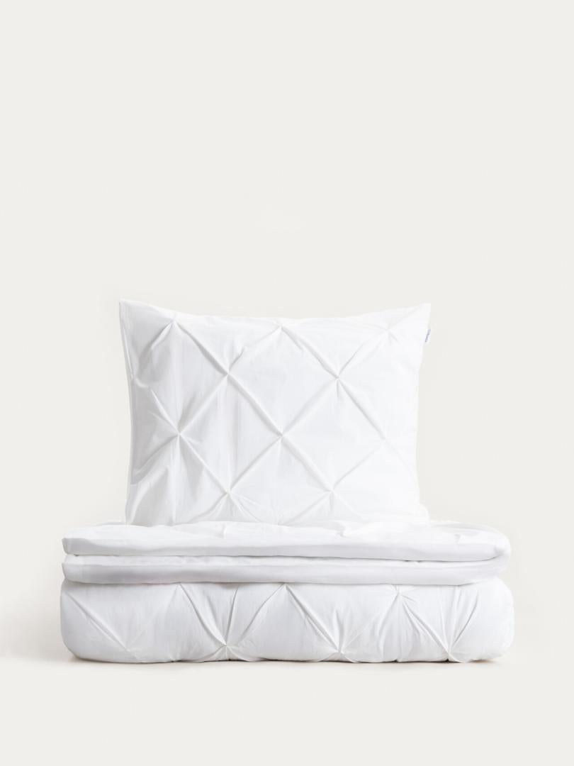 AUREA White Percale Bedding Set with Decorative Stitching 220x200 cm