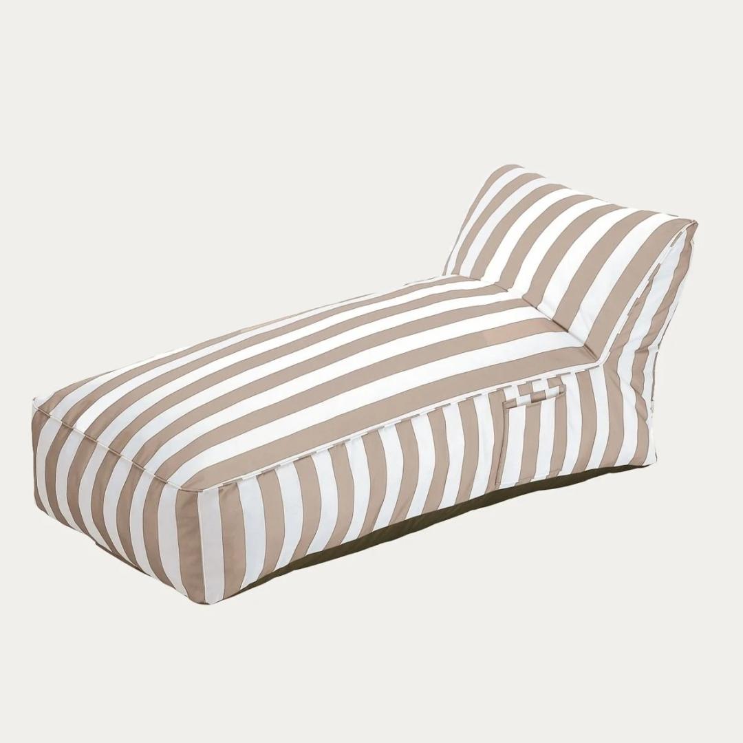 Maris Couch Lounger in White and Beige Stripes 150x70x65 cm