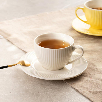 Siena White Ceramic Cup with Saucer 240ml
