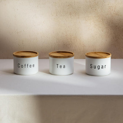 Set of containers DEROS Set of Metal Containers for Coffee, Tea, Sugar