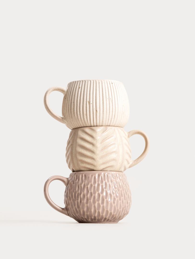 Mug ALMOS Barrel-Shaped Ceramic Mug with Vertical Stripes 0.25L
