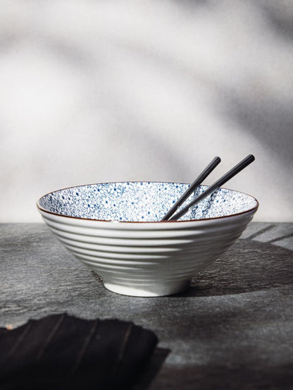 Salado Floral Ceramic Bowl with Brown Rim - 21 cm