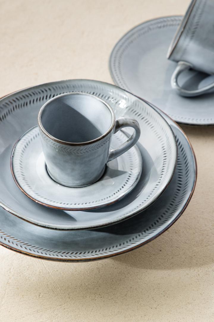 Bluejeans Ceramic Cup with Saucer - Blue Stoneware Coffee Cup