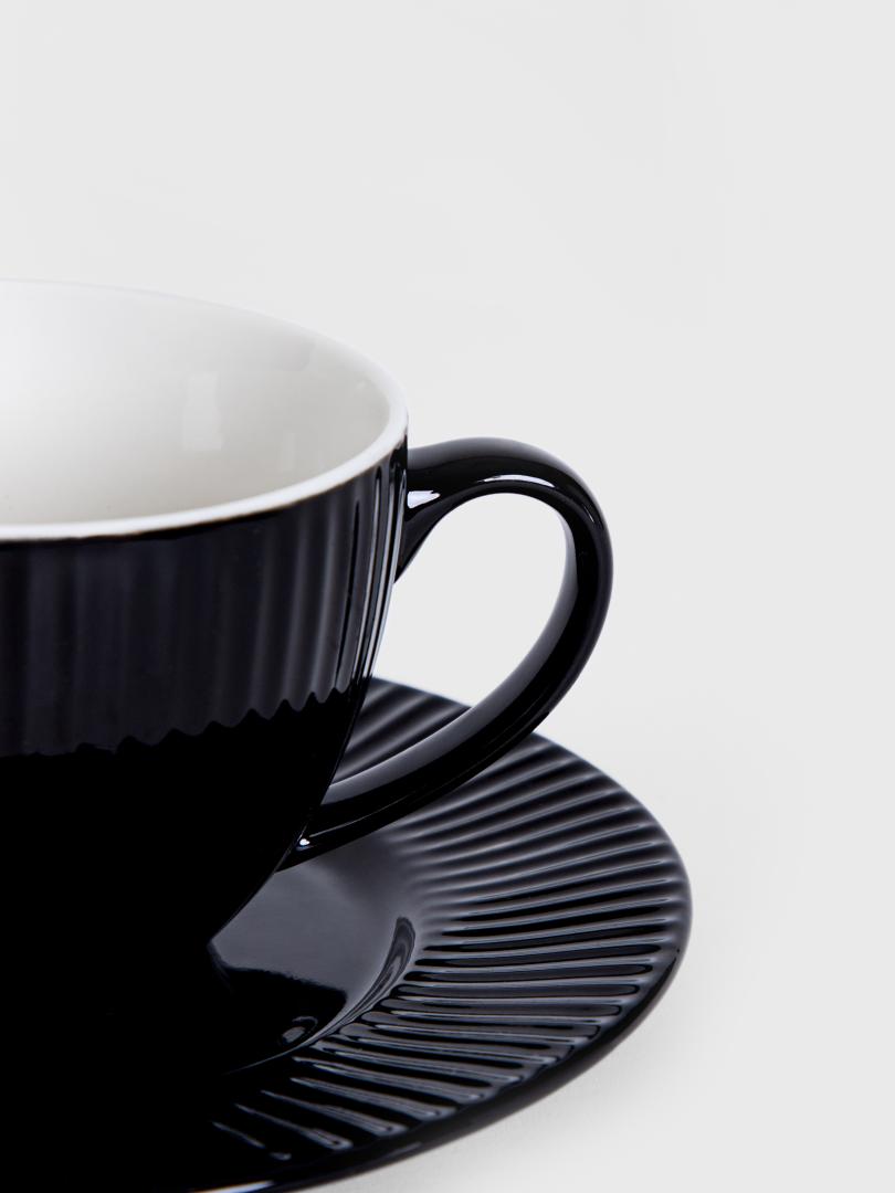 Siena Black Ceramic Cup with Saucer 240ml