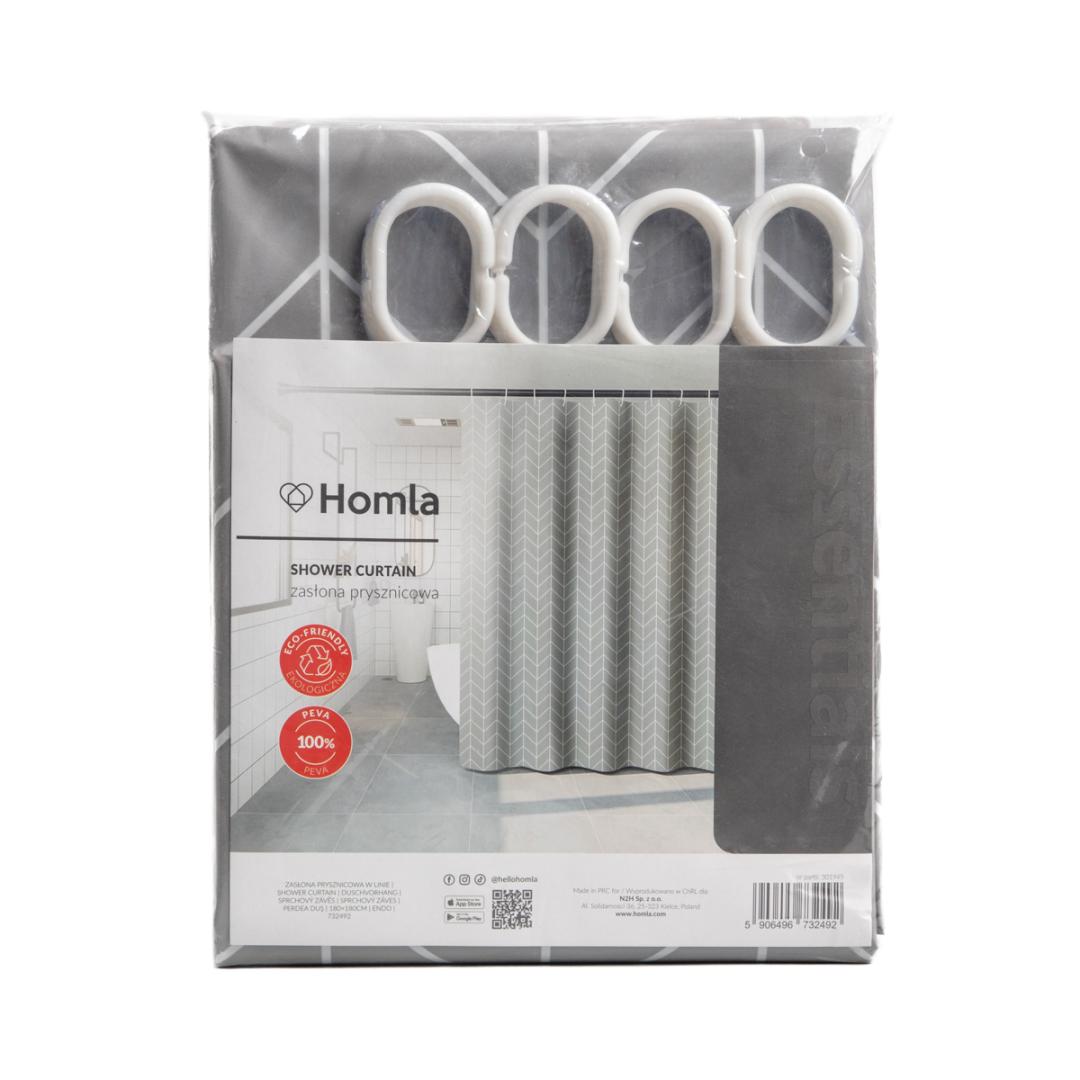 ENDO Striped Shower Curtain 180x180 cm Gray