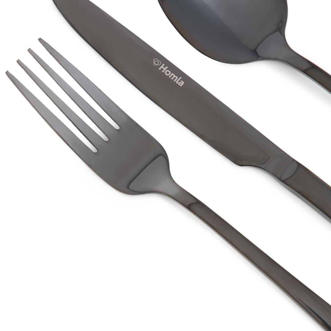 LUGANO Black Cutlery Set 24 Pieces