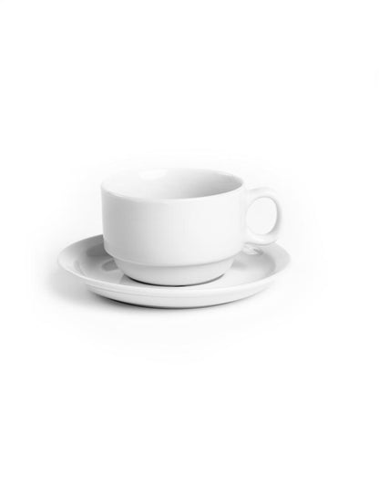 Vienna Stackable Ceramic Cup with Saucer 230ml