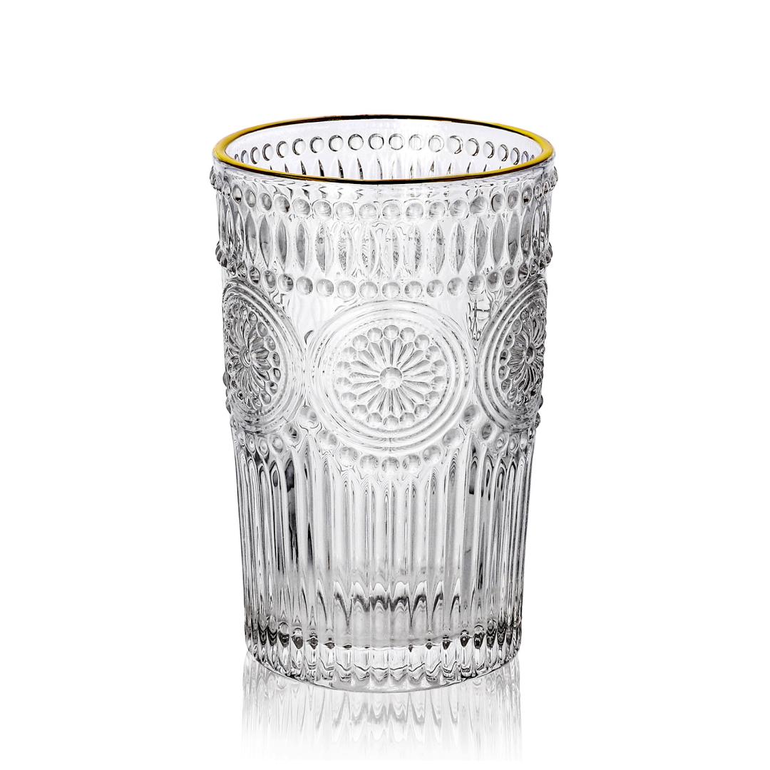 BARREL Tall Glass with Gold Rim 0.35L
