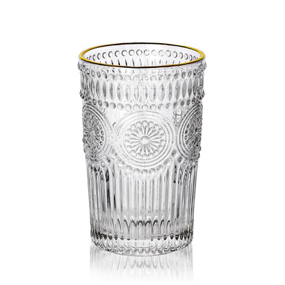 BARREL Tall Glass with Gold Rim 0.35L