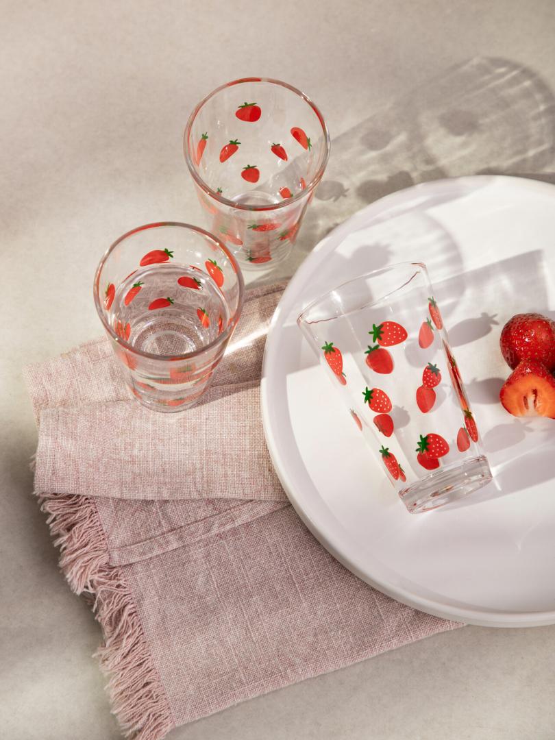 TOKEN SUMMER Strawberry Glass Set, 3 pcs, 0.3L