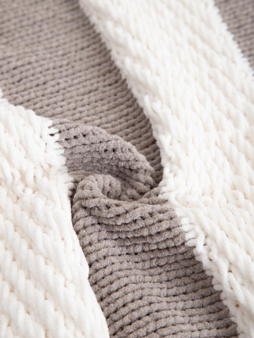 RUDENS Ecru Striped Blanket 130x170cm