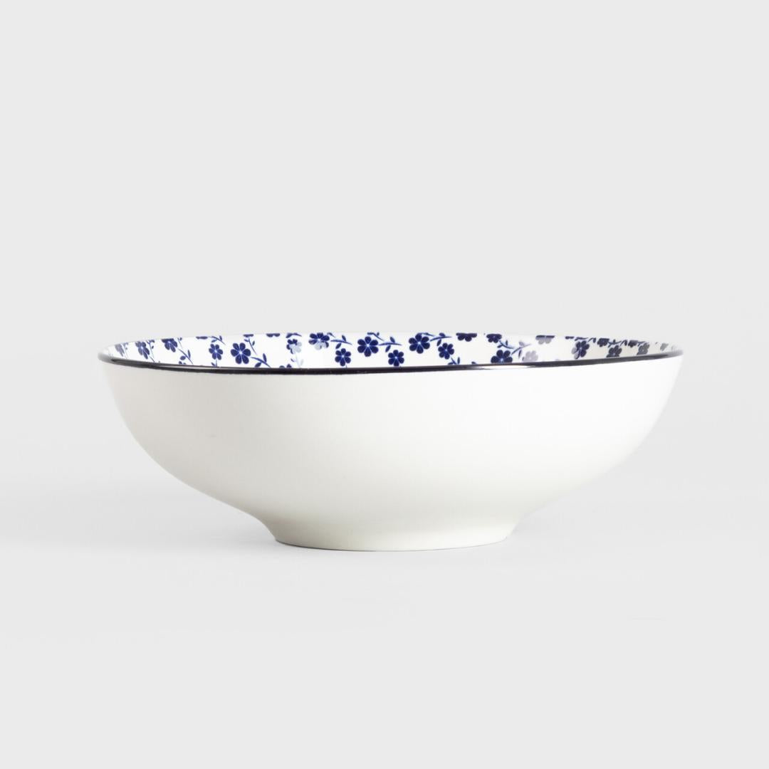 NAVIA Navy Blue Floral Ceramic Bowl 22cm