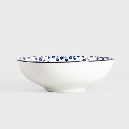 NAVIA Navy Blue Floral Ceramic Bowl 22cm