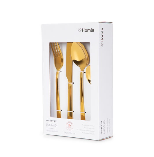 LUGANO Gold 24-Piece Cutlery Set