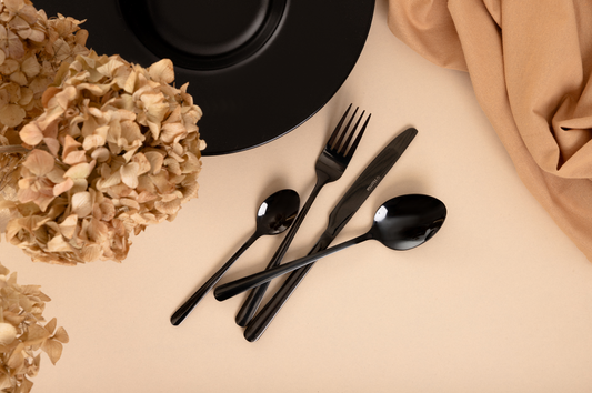 LUGANO Black Cutlery Set 24 Pieces