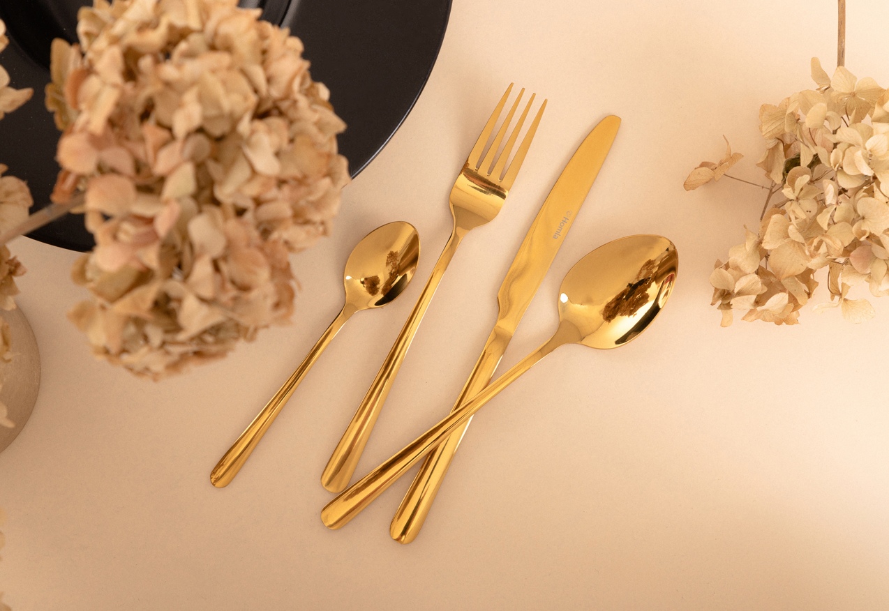 LUGANO Gold 24-Piece Cutlery Set